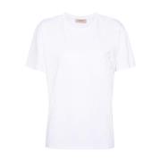 Twinset Blommig Patch Crew Neck T-shirt White, Dam