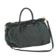 Prada Vintage Pre-owned Nylon handvskor Green, Dam