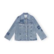 Ganni Denim Jackets Blue, Dam