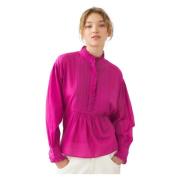 Antik Batik Bomull voile viktoriansk-stil blus Anna Pink, Dam