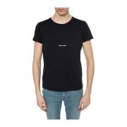 Saint Laurent Logotryckt T-shirt Black, Herr