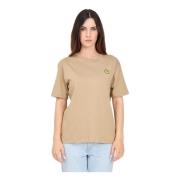 Barrow Brun Logo Print Crew Neck T-shirt Beige, Dam