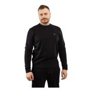 Hugo Boss Herr Sweatshirt Rund Hals Svart Bomull Black, Herr