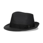 Borsalino Svart bredbrättad stråhatt Black, Herr