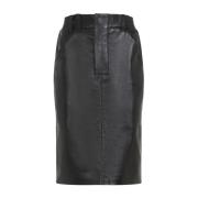 Saint Laurent Svart Midi Kjol Black, Dam