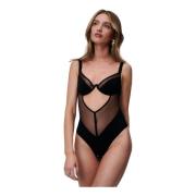 Undress Code Elegant Cut-Out Bodysuit Black, Dam