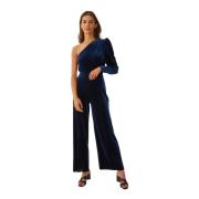 Undress Code Velour High-Waisted Wide Leg Byxor Blue, Dam