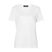 Fabiana Filippi Vit Bomull Jersey T-shirt med Pärl Detaljer White, Dam