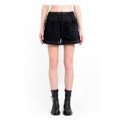 Sacai Svarta Bomull Jersey Denim Shorts Black, Dam