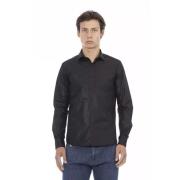 Baldinini Elegant Svart Italiensk Slim Fit Skjorta Black, Herr