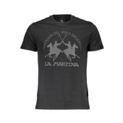 La Martina Svart Bomull T-shirt med Elegant Tryck Black, Herr