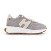 Hogan Grå Kalvläder Sneakers med Beige Logotyp Gray, Dam