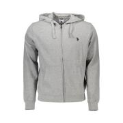 U.s. Polo Assn. Grå hoodie med dragkedja och huva Gray, Herr