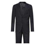 Boggi Milano Herringbone Suit I Ren Ull Black, Herr