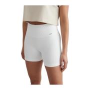 Aim'n White Ribbed Midi Biker Shorts White, Dam