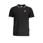 Fila Elegant Svart Bomullspolo med Kontrastdetaljer Black, Herr