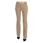 Just Cavalli Beige Straight Leg Byxor Chic Stil Beige, Dam