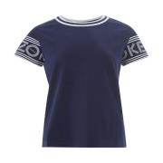 Kenzo Blå Bomull T-Shirt med Kontrasterande Logga Blue, Herr