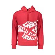 Cavalli Class Elegant Pink Hooded Sweatshirt with Logo Print Red, Herr