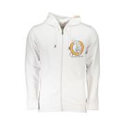 Cavalli Class Designer Zip-Up Hoodie Casual Luxury White, Herr