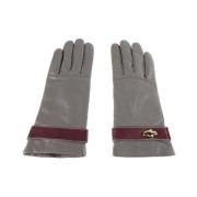 Cavalli Class Lyxiga Läderhandskar i Grått/Burgundy Gray, Unisex