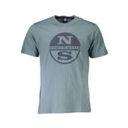 North Sails Grön Bomull Logo T-shirt med Stiligt Tryck Green, Herr