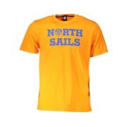 North Sails Ljus Orange Bomull T-shirt med Logotryck Orange, Herr