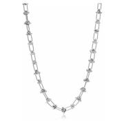 Nialaya Womens Silver Barbed Wire Necklace Gray, Dam