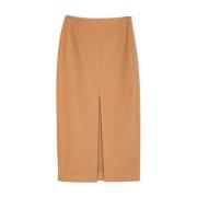 Twinset Kamelkjol med Framre Slits Brown, Dam