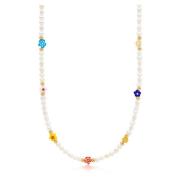 Nialaya Women's Pearl Choker with Flower Beads Multicolor, Dam