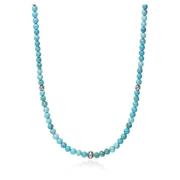 Nialaya Beaded Necklace with Turquoise and Silver Gray, Herr