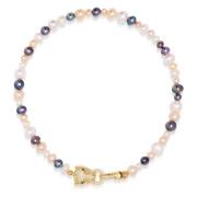 Nialaya Womens Multi-Colored Pearl Choker with Gold Panther Head Yello...