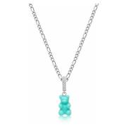 Nialaya Mens Silver Necklace with Turquoise Gummy Bear Gray, Herr