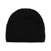 Dries Van Noten Svart Moss Beanie Ull Broderi Black, Dam