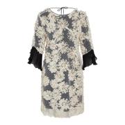 Bruuns Bazaar Elegant Mesh Floral Dress Beige, Dam