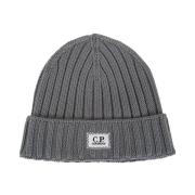 C.p. Company Grå Ull Beanie med Broderi Gray, Unisex