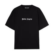 Palm Angels Logo Print Crew Neck T-shirts Black, Herr