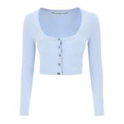 Alexander Wang Kristallprydd Kort Cardigan Blue, Dam