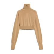 Sportmax Beige Ull Mock Neck Sweater Beige, Dam