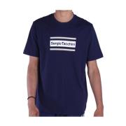 Sergio Tacchini Bomull T-shirt Blå Rund Hals Kort Ärm Blue, Herr