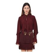 Elisabetta Franchi Burgundy fransklänning med metallbälte Red, Dam