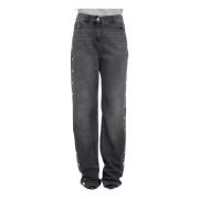 Elisabetta Franchi Svarta Denim Straight Leg Jeans Black, Dam