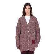 Elisabetta Franchi Bordeaux Cardigan med Gyllene Knappar Brown, Dam