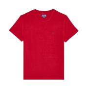 Vilebrequin Solid Unisex T-shirt i Frotté med Sköldpadda Red, Herr