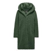 BomBoogie Faux Fur Shearling Jacka, Stilfull och Varm Green, Dam