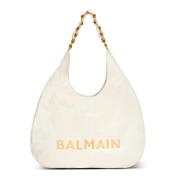 Balmain 1945 Soft Hobo Bag White, Dam