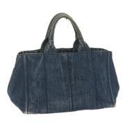 Prada Vintage Pre-owned Canvas handvskor Blue, Dam