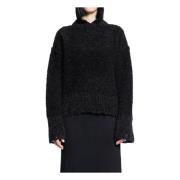 Thom Krom Fluffy Alpaca Mohair Stickad Tröja Black, Dam