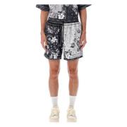 Amiri Bandana Blommig Silke Shorts Svart Multicolor, Herr