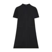 Courrèges Svart Twill A-Linje Klänning Black, Dam